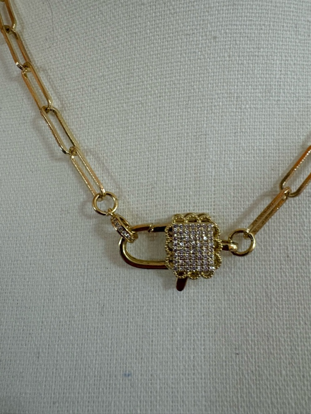 Gold Chain Necklace with Pave Padlock Pendant - Women Jewelry